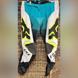 Fox Racing- Teal/Neon Yellow Motocross Pants - 17 inches across front, Dirt/wear